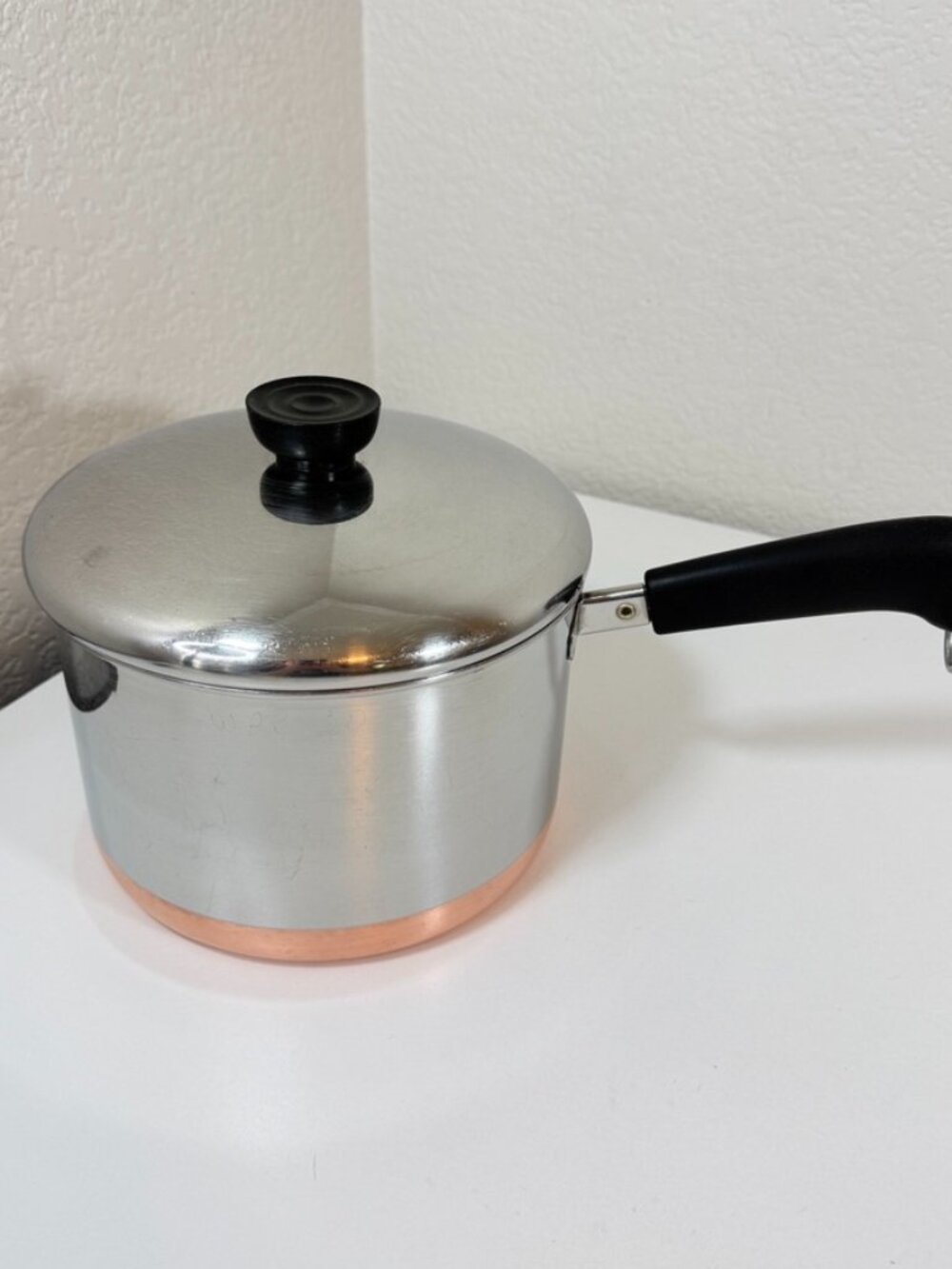 VTG Revere Ware 3 QT-97 Saucepan Copper Bottom Stainless Steel 1801 EUC w/ Lid